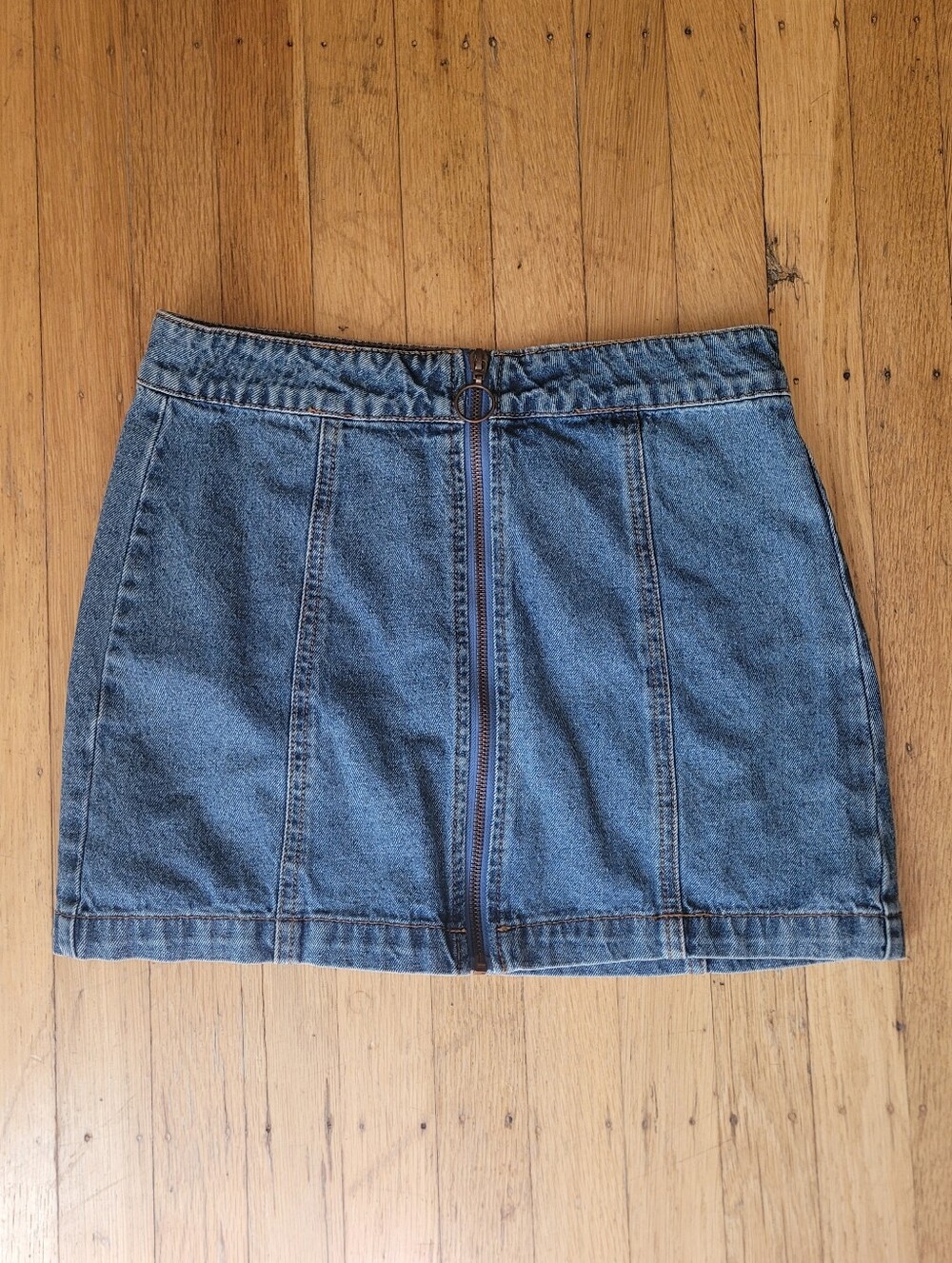 Forever 21 Zip Up Denim Mini Skirt